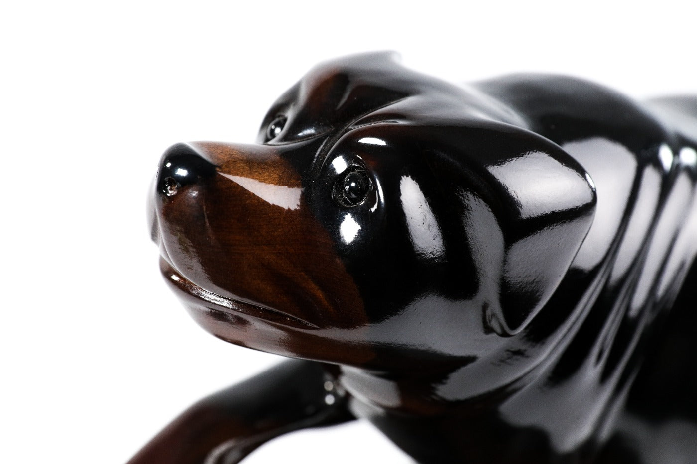 Rottweiler wooden sculpture, 21.3" / 54 cm — full view