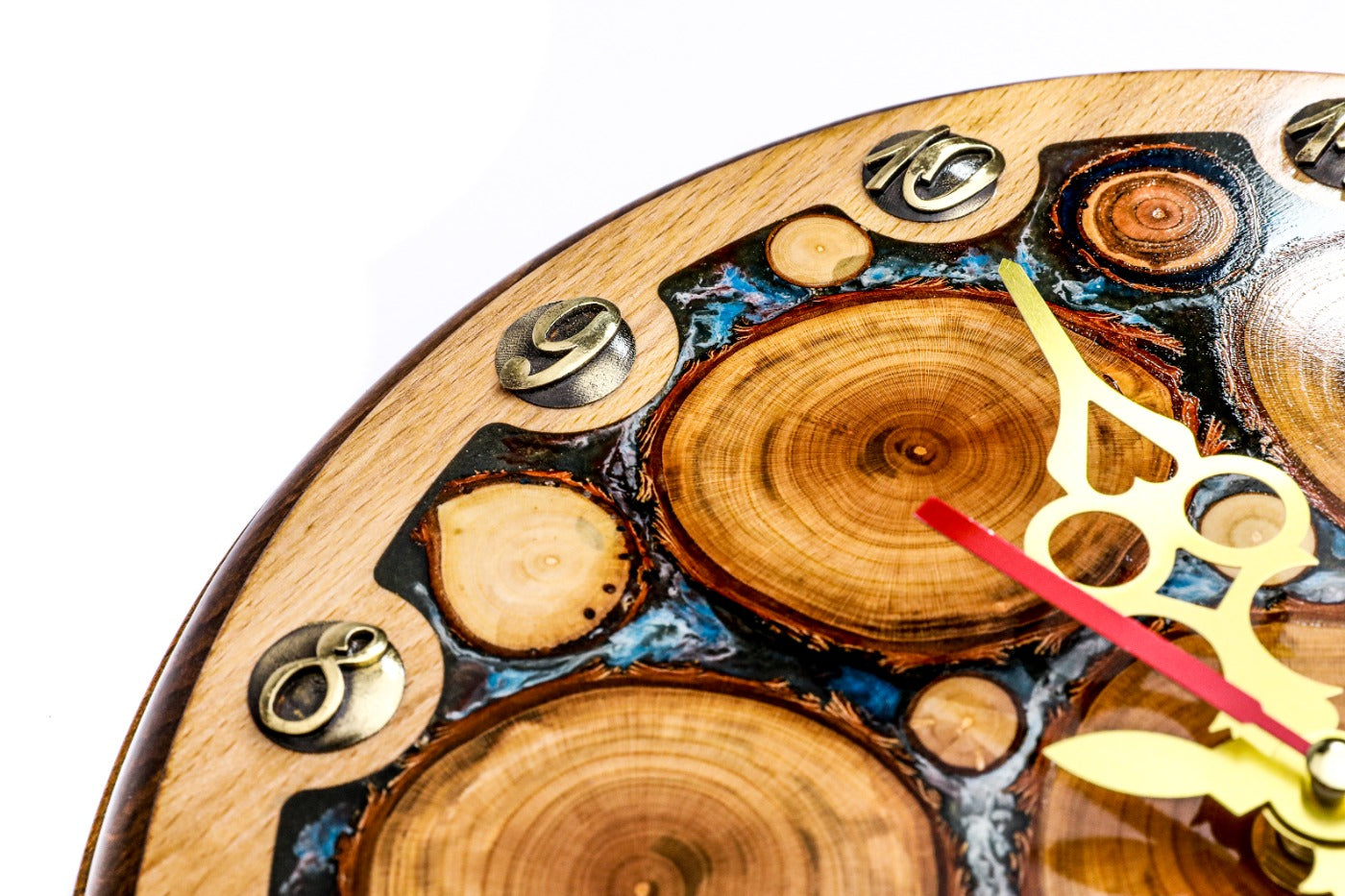 Tree branches and blue epoxy wall clock, view 7, by Hrachya Ohanyan