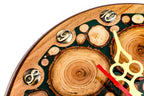 Tree branches and green epoxy wall clock, view 5, by Hrachya Ohanyan