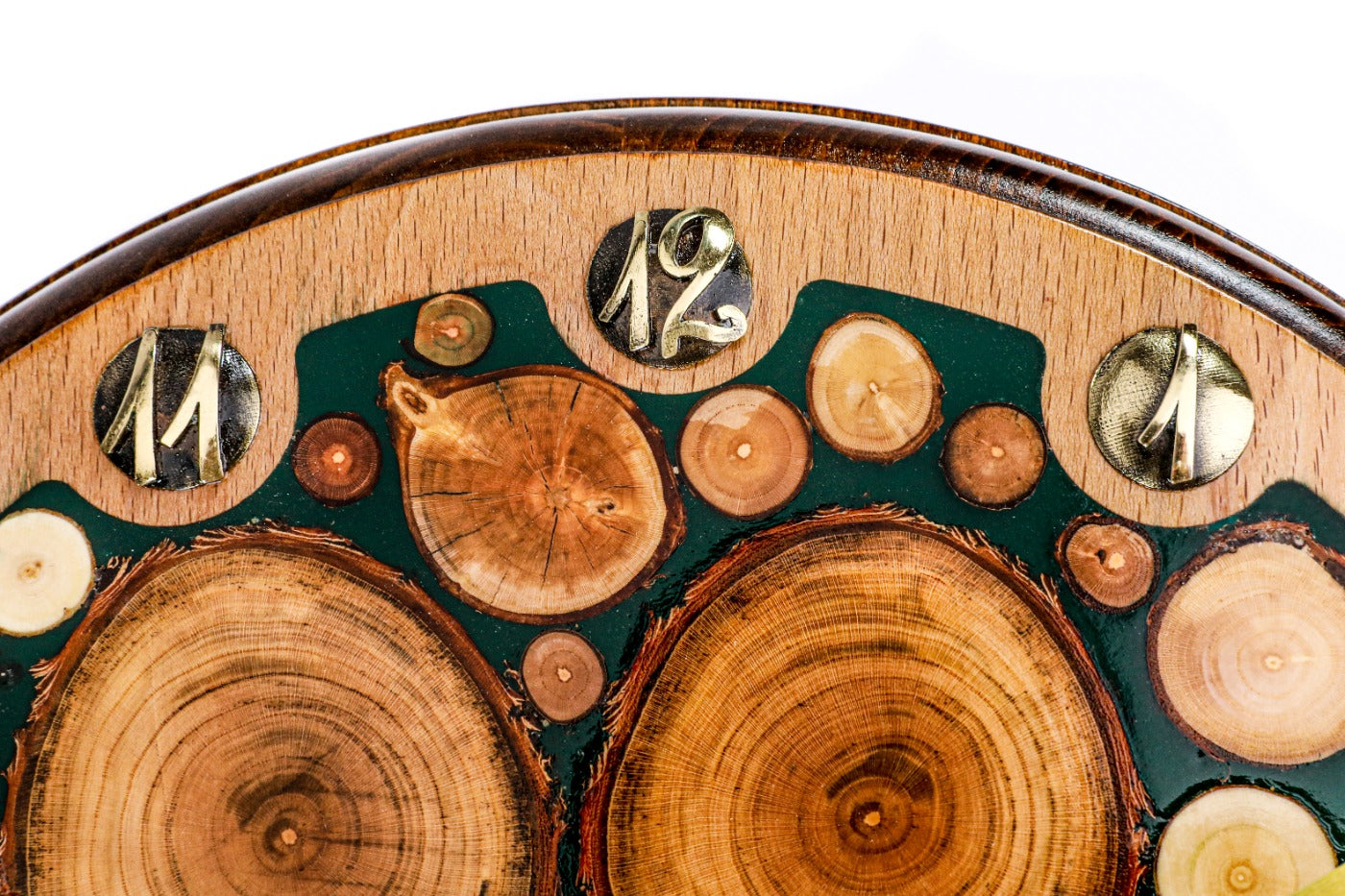 Tree branches and green epoxy wall clock, view 8, by Hrachya Ohanyan