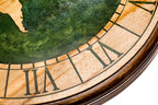 World map wooden wall clock in green, view 6, by Hrachya Ohanyan