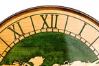 World map wooden wall clock in green, view 8, by Hrachya Ohanyan