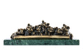Handmade bronze piglets sculpture with Indian marble, 8.3" / 21 cm, by Hrachya Ohanyan