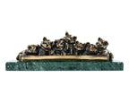 Handmade bronze piglets sculpture with Indian marble, 8.3" / 21 cm, by Hrachya Ohanyan