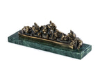 Bronze piglets sculpture with Indian marble — detail