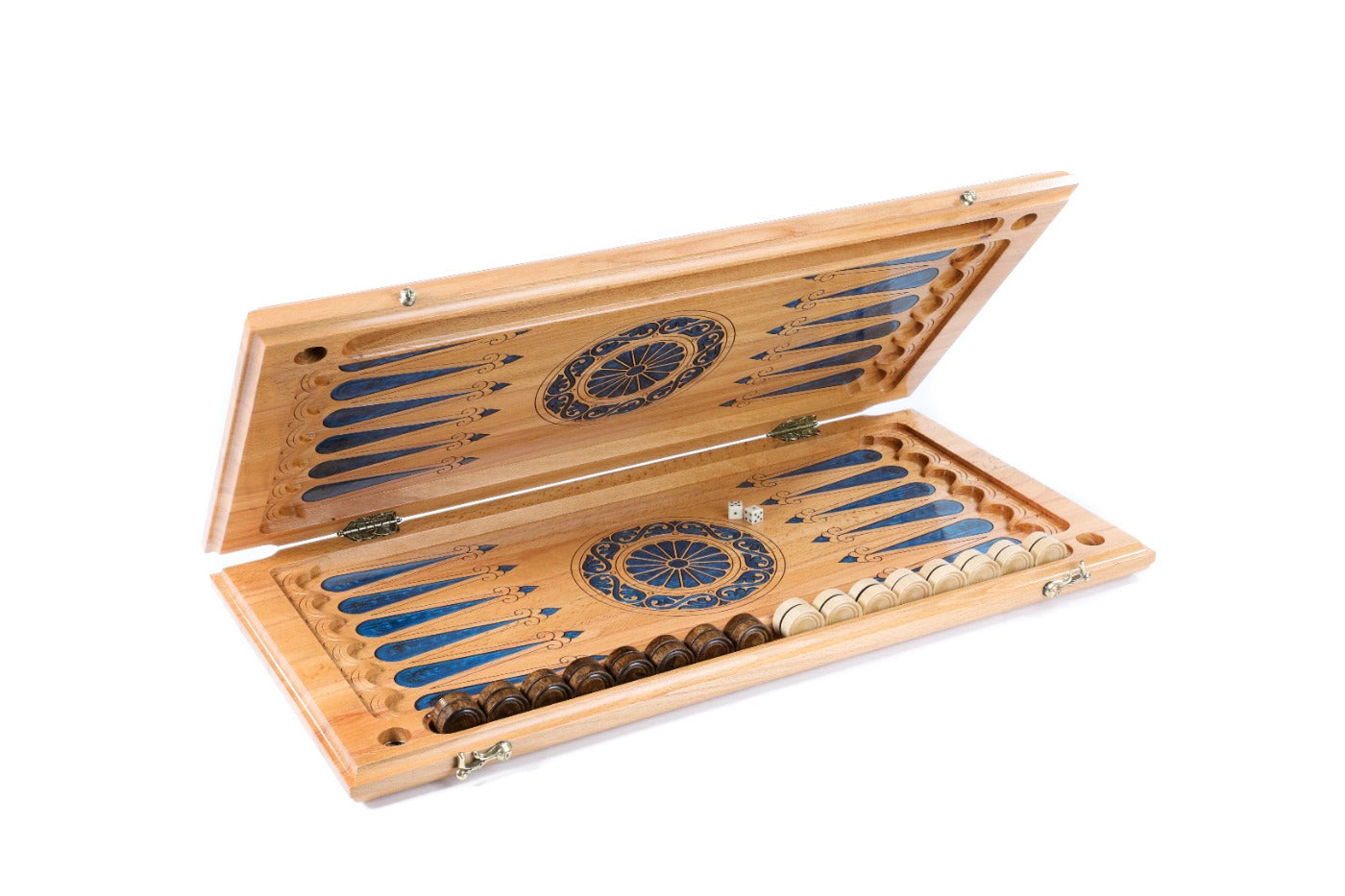 Backgammon Board - Natural Branch & Blue Epoxy Design