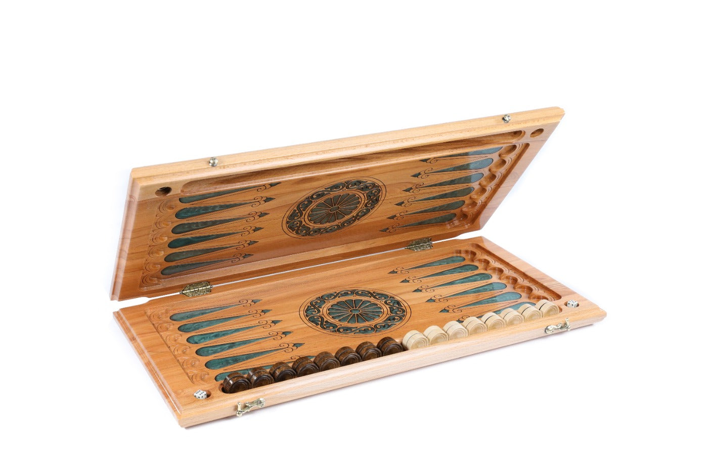Backgammon Board - Natural Branch & Turquoise Epoxy Design