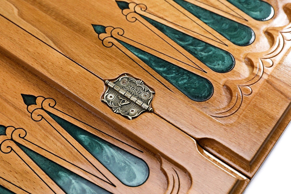 Backgammon Board - Natural Branch & Turquoise Epoxy Design - Unumperfectus