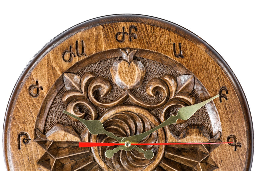 Armenian letters wall clock, detail view, by Hrachya Ohanyan