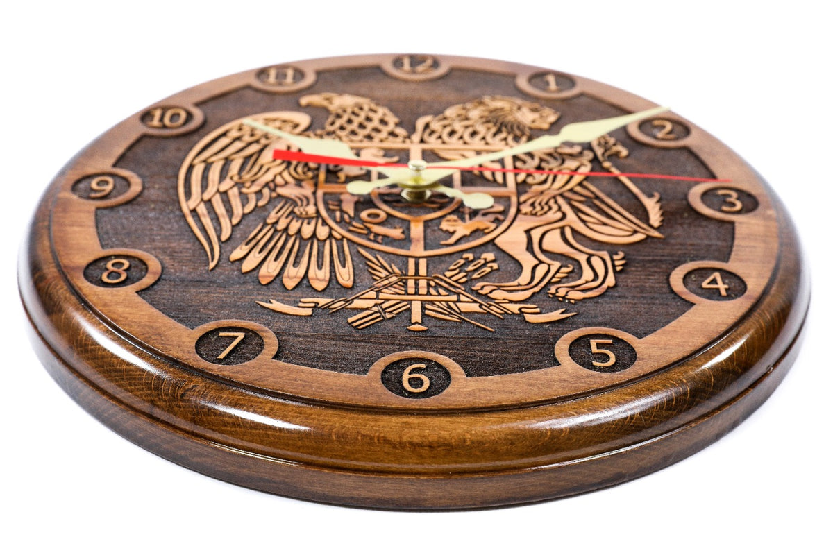 Classic Armenian Coat of Arms wall clock, detail view, by Hrachya Ohanyan