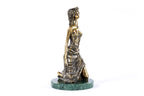 Handmade bronze Girl on Her Knees sculpture with Indian marble, 8.3" / 21 cm, by Hrachya Ohanyan