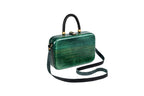 Handmade wooden handbag — braided handle close-up