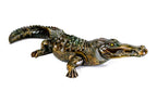 Handmade wooden crocodile sculpture — carving detail