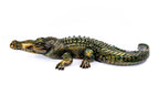 Wooden crocodile sculpture, natural linden grain detail
