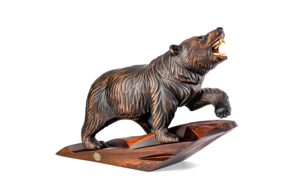 Hand-carved walnut bear sculpture, 27.6" / 70 cm, by Hrachya Ohanyan
