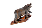 Walnut bear sculpture, natural grain detail