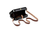 Handmade wooden handbag — clasp close-up