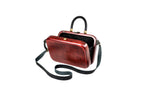 Rectangular wooden bag in mahogany — angle view