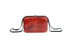 Rectangular wooden bag in brick red — angle view
