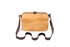 Rectangular wooden bag in natural wood — angle view