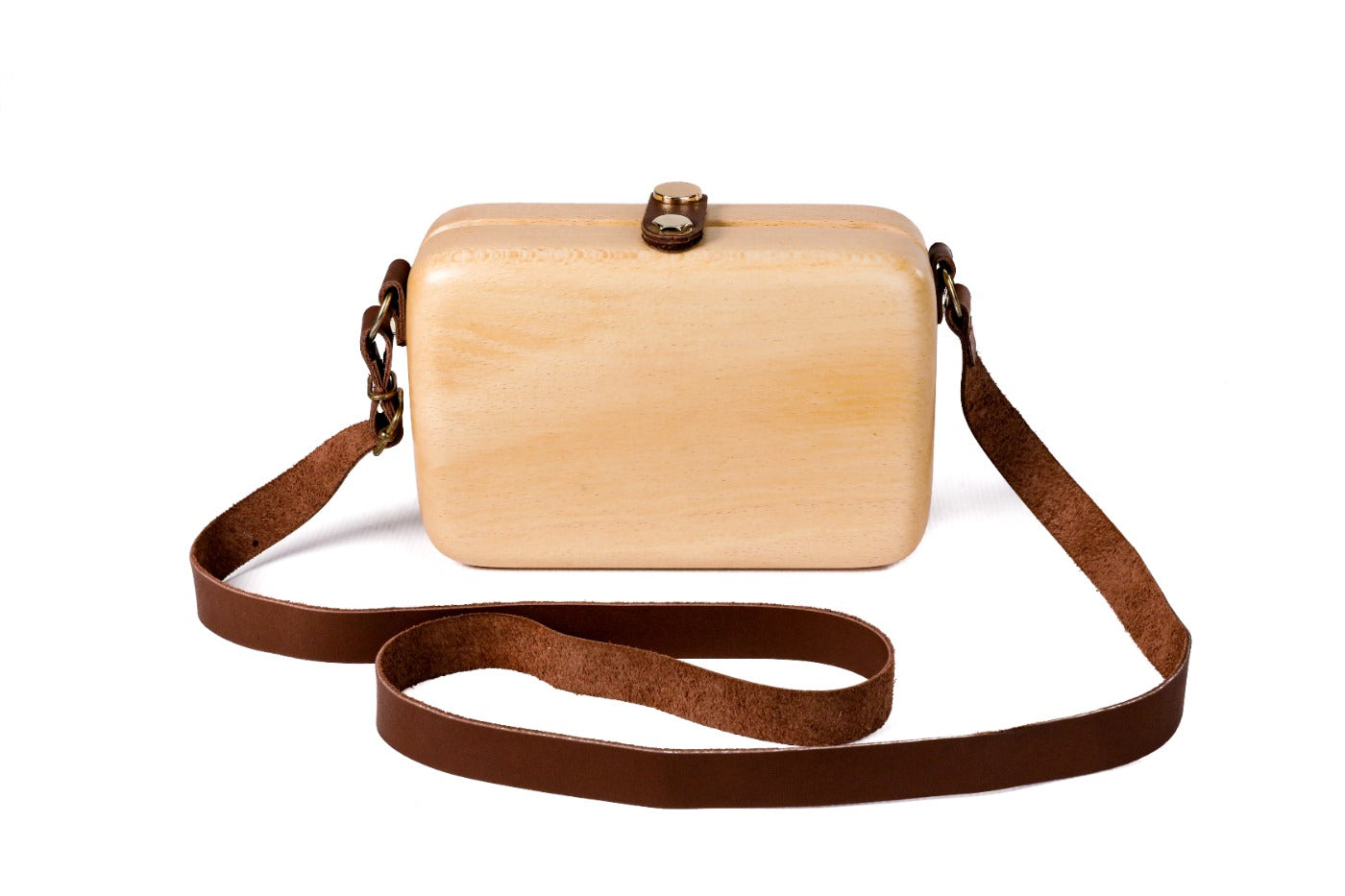 Rectangular wooden handbag with engraved ornament, 5.9" / 15 cm — full view