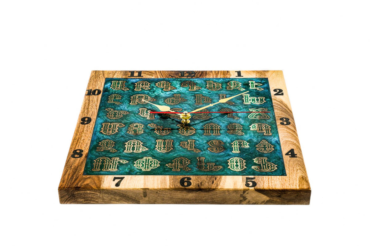 Wall clock with Armenian alphabet, view 4, by Hrachya Ohanyan
