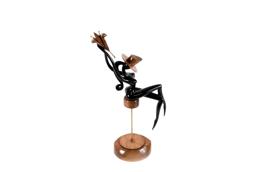 Handmade wooden figurative sculpture — carving detail