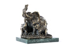 Bronze elephant family sculpture — side view