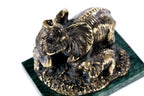 Bronze elephant with calves sculpture — back view