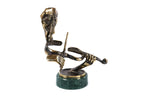 Bronze violinist sculpture — detail view