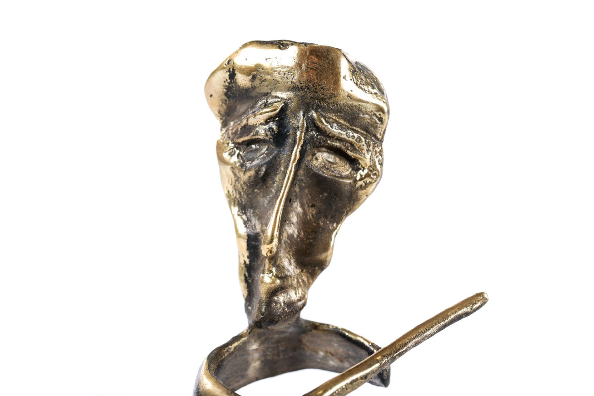 Bronze violinist sculpture — side view