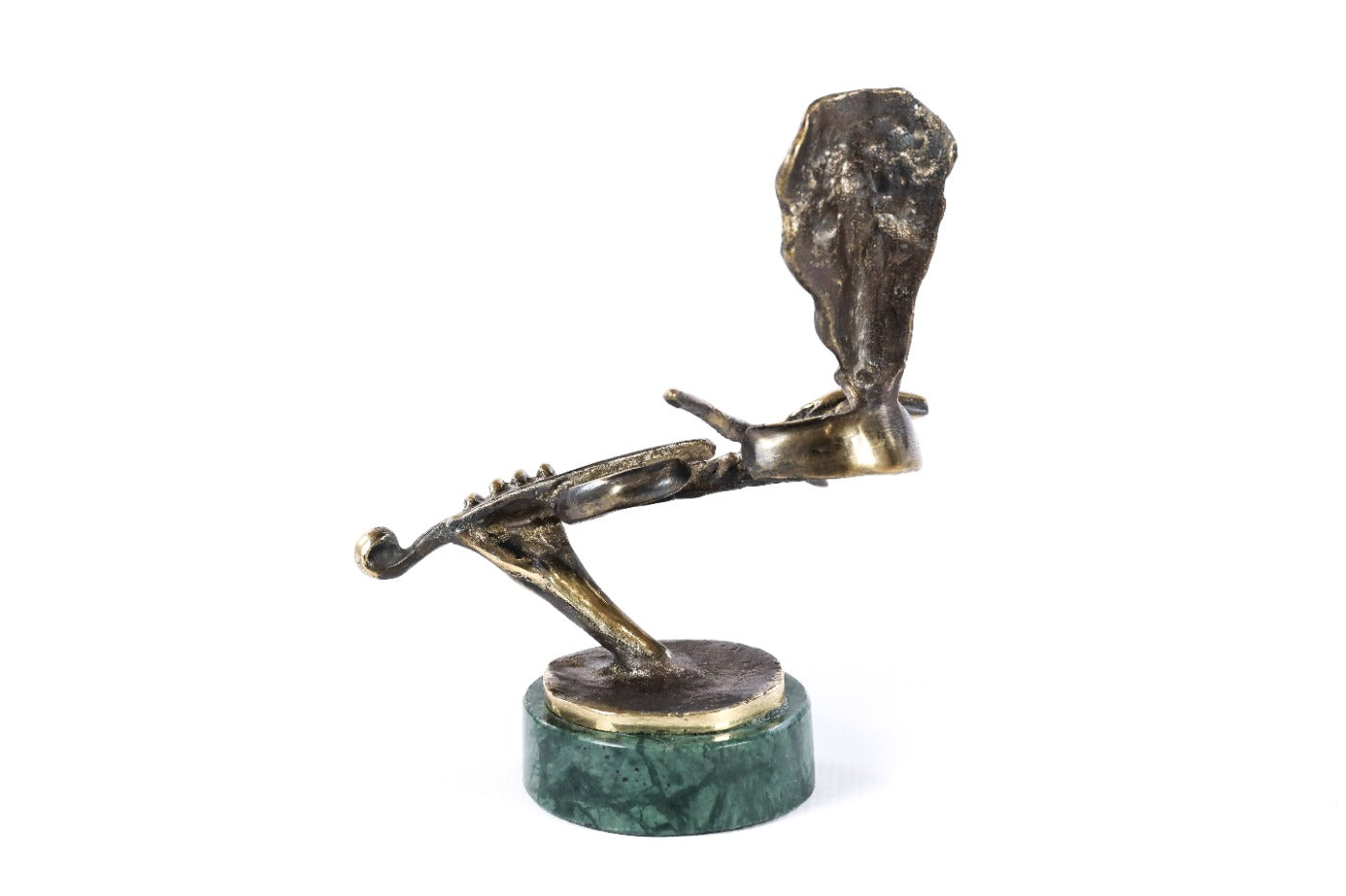 Bronze violinist sculpture with Indian marble — detail