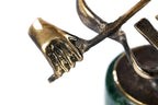 Handmade bronze violinist sculpture, 4.7" / 12 cm — full view