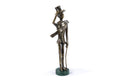 Handmade bronze Boy with a Cane sculpture with Indian marble, 9.8" / 25 cm, by Hrachya Ohanyan