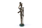 Handmade bronze Boy with a Cane sculpture with Indian marble, 9.8" / 25 cm, by Hrachya Ohanyan
