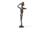 Handmade bronze Boy with a Cane sculpture, 9.8" / 25 cm — full view