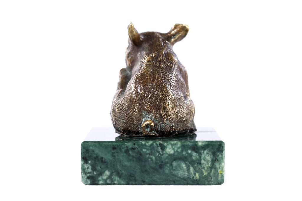 Bronze piglet sculpture with Indian marble — detail