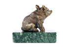 Handmade bronze piglet figurine — close-up