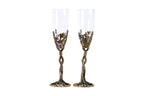 Handmade bronze and glass cups set with grape-vine stems, 9.8" / 25 cm, by Hrachya Ohanyan