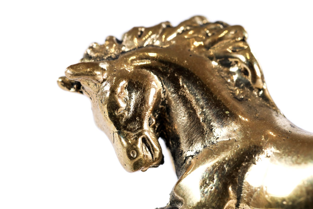 Small bronze horse sculpture — side view