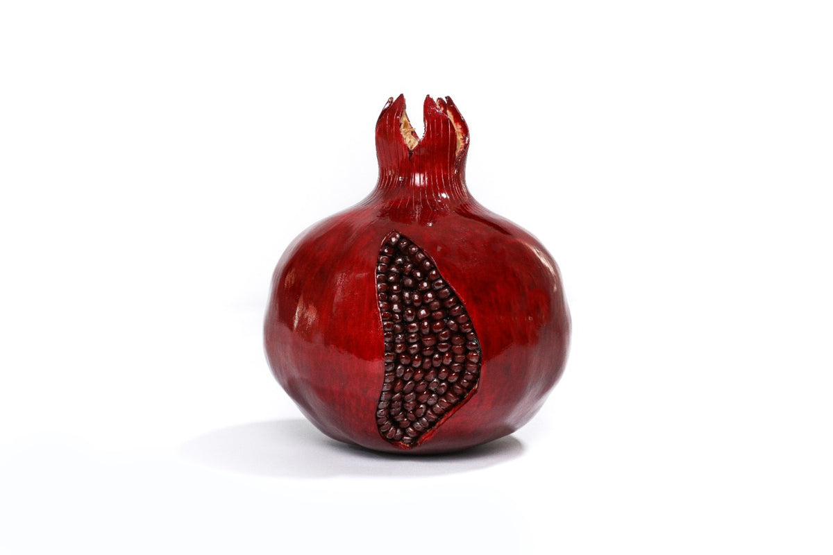 Hand-carved Armenian wooden pomegranate, 7.5 inch / 19 cm, by Hrachya Ohanyan