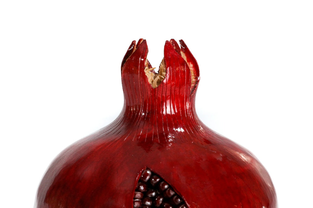 Armenian wooden pomegranate 7.5 inch / 19 cm, detail view, by Hrachya Ohanyan