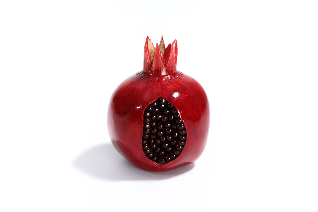 Armenian wooden pomegranate 3.5 inch / 9 cm, second view, by Hrachya Ohanyan
