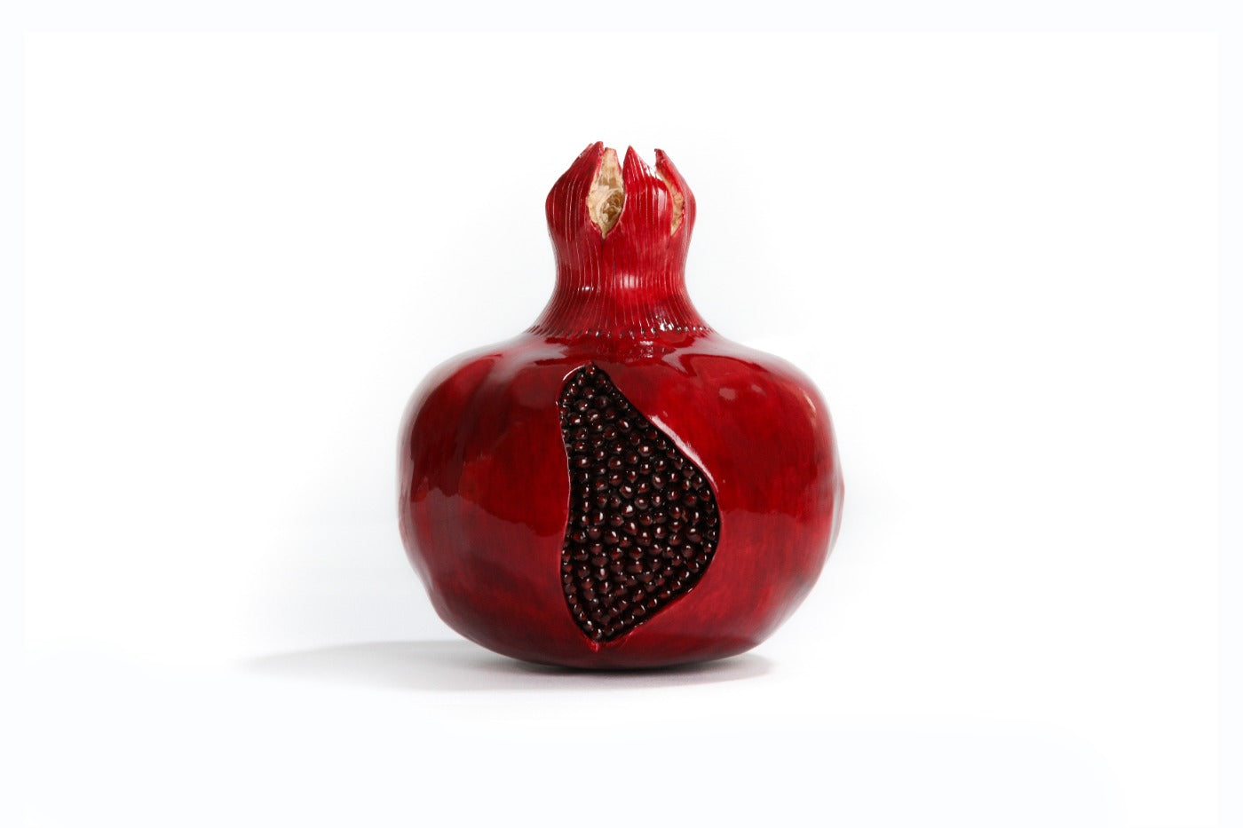 Hand-carved Armenian wooden pomegranate, 9.1 inch / 23 cm, by Hrachya Ohanyan