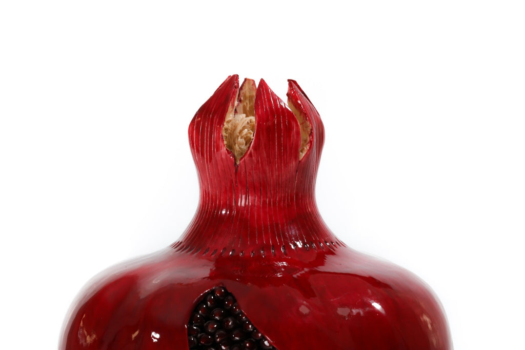 Armenian wooden pomegranate 9.1 inch / 23 cm, detail view, by Hrachya Ohanyan
