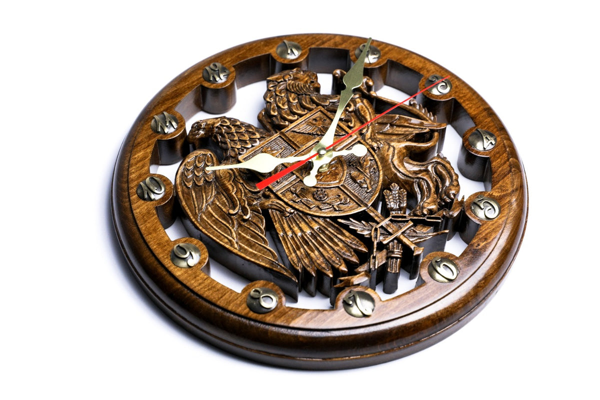 Armenian wall clock Coat of Arms of Armenia, second view, by Hrachya Ohanyan