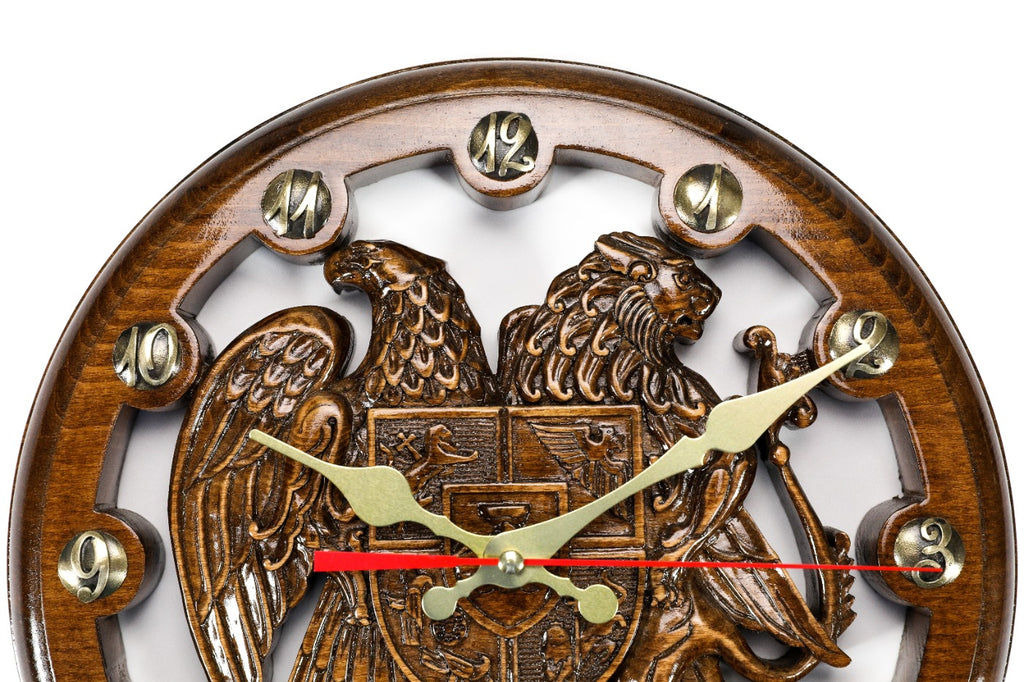 Armenian wall clock Coat of Arms of Armenia, detail view, by Hrachya Ohanyan