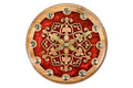 Hand-carved walnut wall clock with ornaments, 11.8 inch / 30 cm, by Hrachya Ohanyan