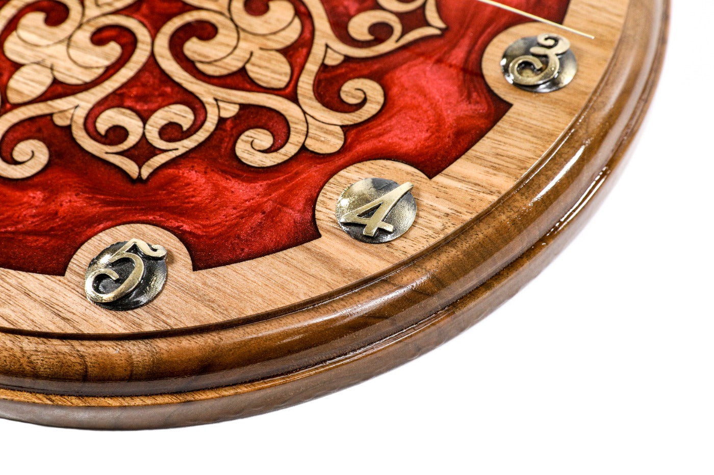 Walnut wall clock with carved ornaments, view 6, by Hrachya Ohanyan
