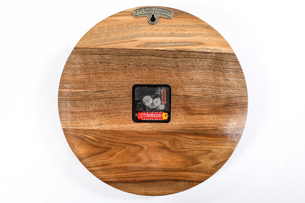 Walnut wall clock with carved ornaments, view 8, by Hrachya Ohanyan
